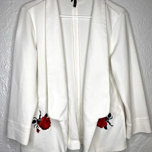 Custom Maurices White Jacket with Rose Embroidery